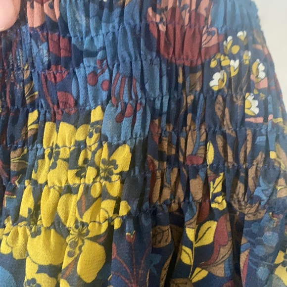 Zara Trafaluc Blouse Long Sleeve Floral Fall colors ruched neck and sleeves XS - Picture 3 of 11